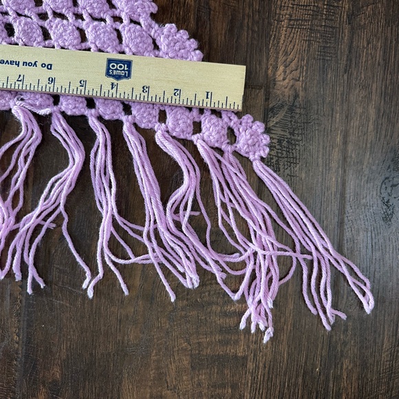 Pink Mauve Crochet Shawl handmade 36” each side 6” fringe - Picture 12 of 14